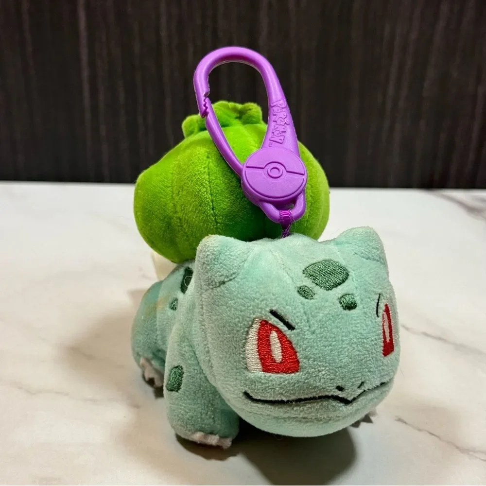 Pokemon Bulbasaur Plush Keychain with Purple Clip